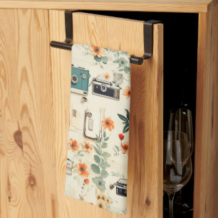 Vintage Floral & Camera Pattern (6) Kitchen Towel