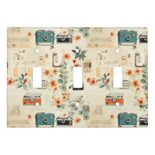 Vintage Floral & Camera Pattern (6) Light Switch Cover