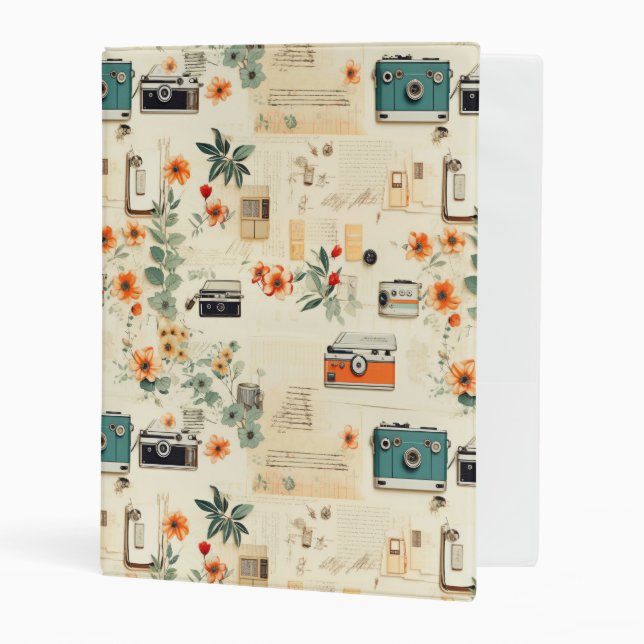 Vintage Floral & Camera Pattern (6) Mini Binder (Front/Inside)