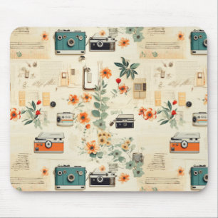 Vintage Floral & Camera Pattern (6) Mouse Pad