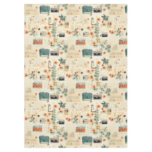 Vintage Floral & Camera Pattern (6) Tablecloth