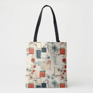 Vintage Floral & Camera Pattern (7) Tote Bag
