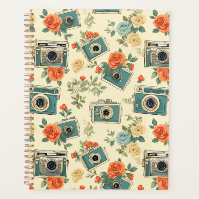 Vintage Floral & Camera Pattern Planner (Front)