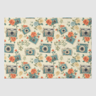 Vintage Floral & Camera Pattern Tissue Paper