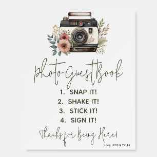 Vintage Floral Camera Photo Guest Book, Directions Foam Board