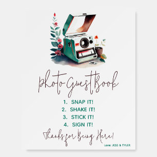 Vintage Floral Camera Photo Guest Book, Directions Foam Board