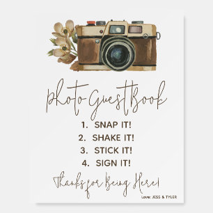Vintage Floral Camera Photo Guest Book, Directions Foam Board