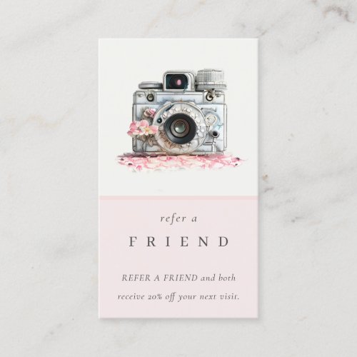 Vintage Floral Camera Photography Refer a Friend Business Card