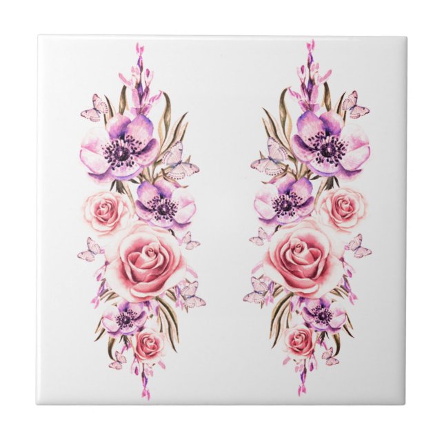 Vintage Floral Ceramic Tile (Front)