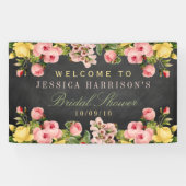 Vintage Floral Chalkboard Bridal Shower Banner (Horizontal)