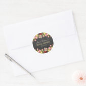 Vintage Floral Chalkboard Bridal Shower Classic Round Sticker (Envelope)