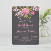 Vintage Floral Chalkboard Bridal Shower Invitation (Standing Front)