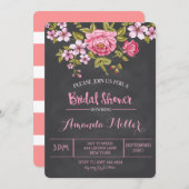 Vintage Floral Chalkboard Bridal Shower Invitation (Front/Back)