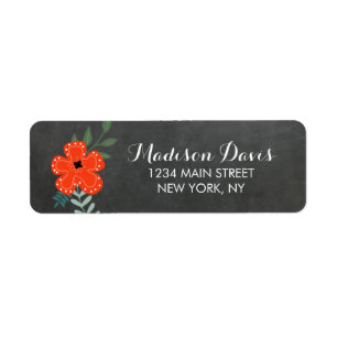 Vintage Floral Chalkboard Wedding Address Labels