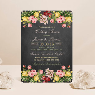 Vintage Floral Chalkboard Wedding Shower Invitation