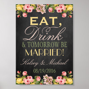 Vintage Floral Chalkboard Wedding Welcome Sign