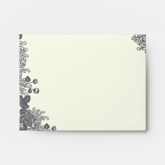 Vintage Floral Charcoal Gray Ivory Envelopes