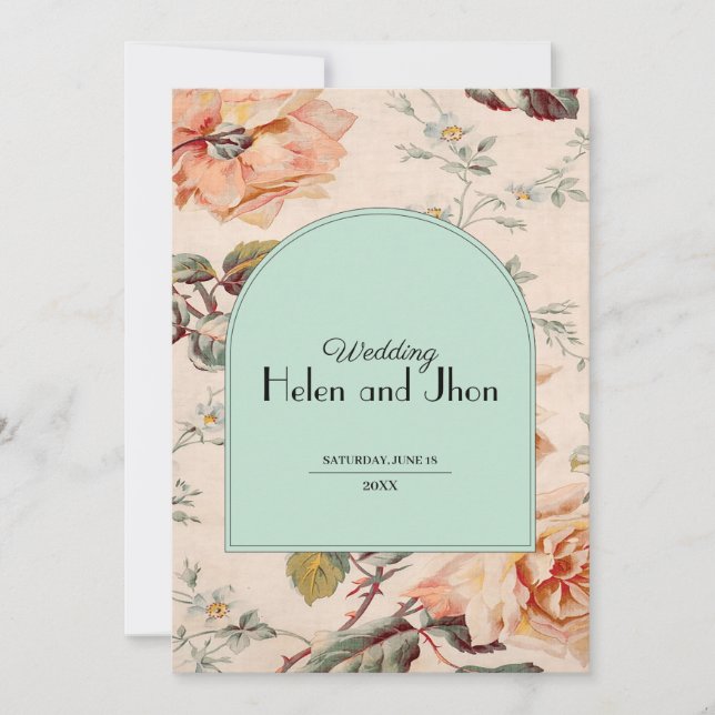 Vintage Floral Charm Invitation (Front)