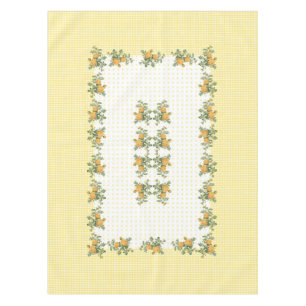Vintage floral, checkered &dots tablecloth 52"x70"