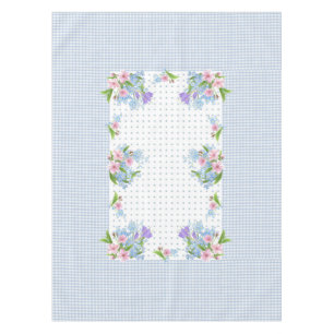 Vintage floral, checkered &dots tablecloth 52"x70"