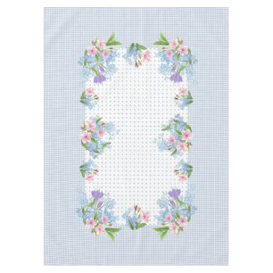 Vintage floral, checkered &dots tablecloth 60"x84"