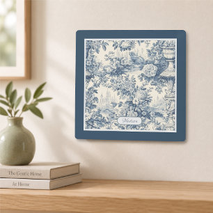 Vintage floral chic Blue toile de jouy monogram Acrylic Print