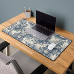 Vintage floral chic Blue toile de jouy monogram Desk Mat<br><div class="desc">Elegant vintage Blue toile de jouy monogram desk mat. Beautiful seamless toile de jouy pattern Blue on white background.Toile prints are an all time rage at the moment, this is an elegant and ornate vintage toile de jouy featuring exotic damask pattern, a fun style that is currently trending for home...</div>