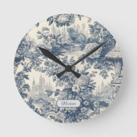 Vintage floral chic Blue toile de jouy monogram
