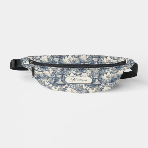 Vintage floral chic Blue toile de jouy monogram Sl Fanny Pack