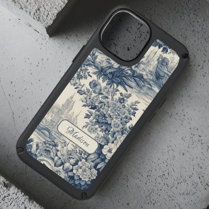 Vintage floral chic Blue toile de jouy monogram Speck iPhone 14 Case