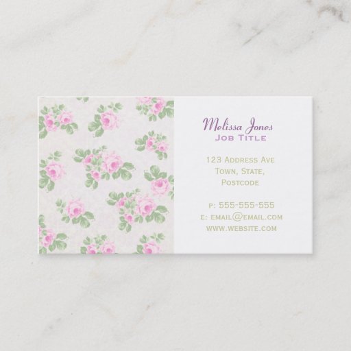 Customizable Vintage floral chic pink roses business cards