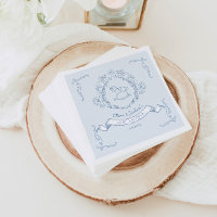 Vintage floral Chinoiserie Toile Baby shower blue