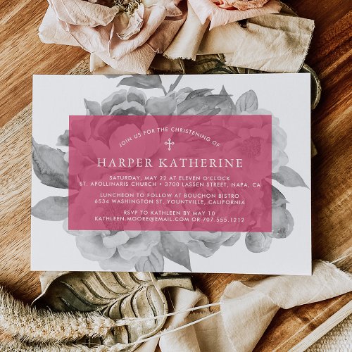 Vintage Floral Christening or Baptism Invitation