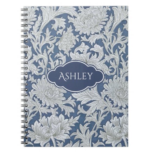 Vintage Floral Chrysanthemum Pattern with Monogram Notebook