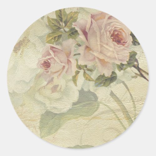 vintage floral classic round sticker