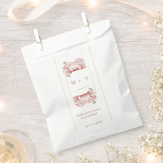 Vintage Floral classic wedding  Favor Bag (Clipped)