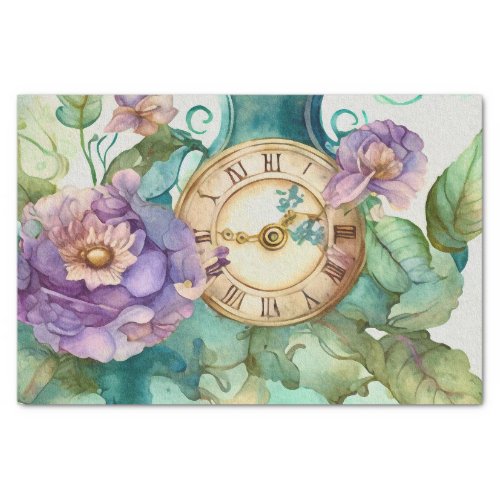 Vintage Floral Clock Tissue Paper