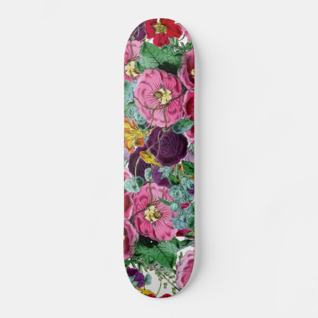 Vintage Floral Cluster Skateboard Deck (Front)