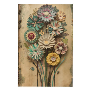Vintage Floral Collage: A Timeless Beauty Wood Wall Art