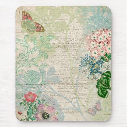 Vintage Floral Collage Mousepad