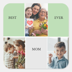 Vintage Floral Collage Photo Mother's Day Square Sticker