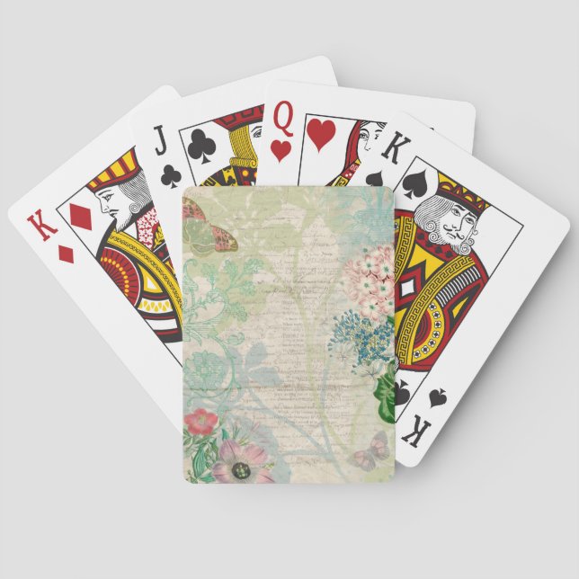 Vintage Floral Collage Playing Cards (Back)
