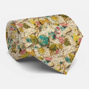 Vintage Floral Collage with Aged Paper Texture Neck Tie