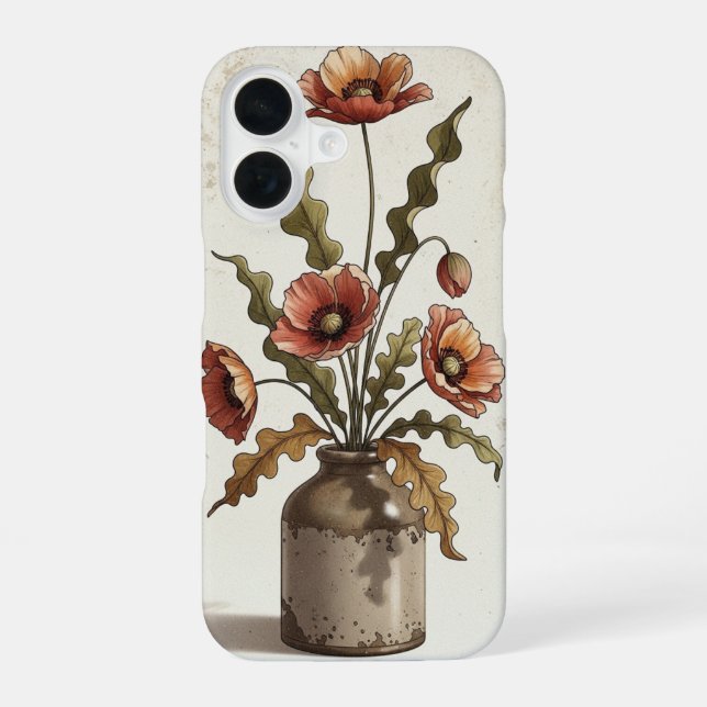 Vintage Floral Composition with Poppies iPhone Case (Back)