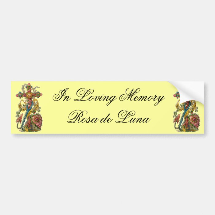 Vintage Floral Condolence Cross Bumper Stickers