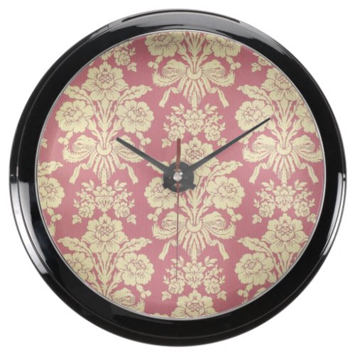 vintage,floral,coral,pink,rustic,damask,victorian, aquavista clocks