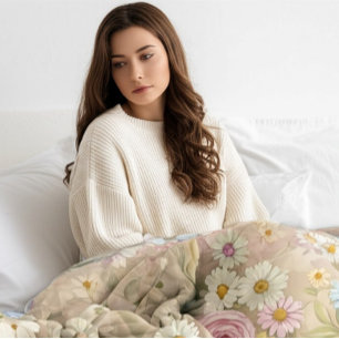 Vintage Floral Cozy Soft Daisy Rose Sherpa Blanket