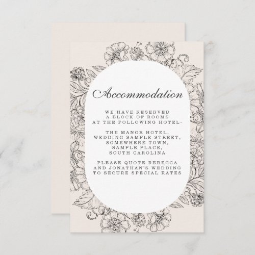 Vintage Floral Cream Wedding Accommodation Enclosure Card