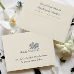 Vintage Floral Crest Cream & Navy Monogram Wedding Envelope<br><div class="desc">***this design is part of a collection*** Transport your wedding guests back in time with elegance and charm. This stunning collection encapsulates a sophisticated elegant vintage style with intricately woven botanical floral wreath framing your personalized monograms. - Formal vintage style with monogrammed floral wreaths - Comprehensive wedding collection including invitations,...</div>