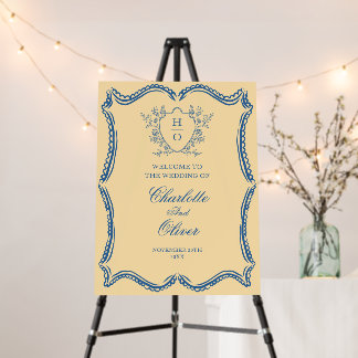 Vintage Floral Crest Lace Welcome Sign Wedding